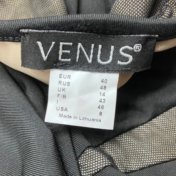 Black & Nude Mesh Sunburst Asymmetrical Long Cocktail Dress 8 - Picture 7 of 9